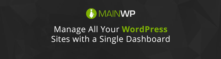 MainWP WordPress management dashboard promotional banner.